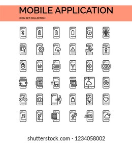 Mobile Application Icons Set. UI Pixel Perfect Well-crafted Vector Thin Line Icons. The illustrations are a vector.