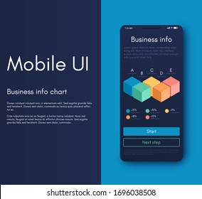 Interfaz infográfica de aplicación móvil. Diseño Ui, ilustración vectorial. Infografía para aplicaciones web y móviles