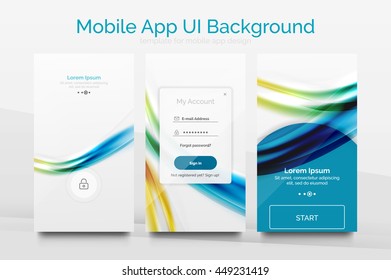 Mobile application interface background, user interface - UI. Smartphone screen mockup gui - wave pattern