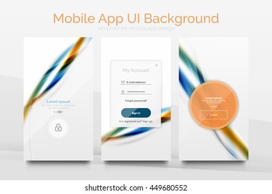 Mobile application interface background, user interface - UI. Smartphone screen mockup gui - wave pattern