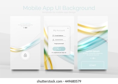 Mobile application interface background, user interface - UI. Smartphone screen mockup gui - wave pattern