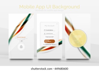 Mobile application interface background, user interface - UI. Smartphone screen mockup gui - wave pattern