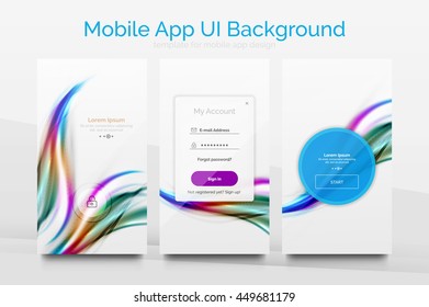 Mobile application interface background, user interface - UI. Smartphone screen mockup gui - wave pattern