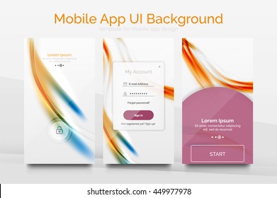 Mobile application interface background, user interface - UI. Smartphone screen mockup gui - wave pattern