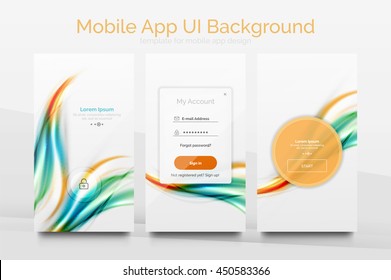 Mobile application interface background, user interface - UI. Smartphone screen mockup gui - wave pattern
