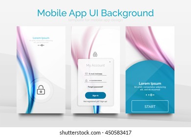 Mobile application interface background, user interface - UI. Smartphone screen mockup gui - wave pattern