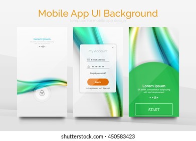 Mobile application interface background, user interface - UI. Smartphone screen mockup gui - wave pattern