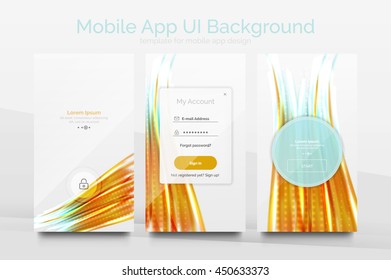 Mobile application interface background, user interface - UI. Smartphone screen mockup gui - wave pattern