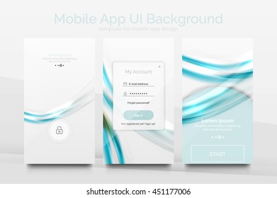 Mobile application interface background, user interface - UI. Smartphone screen mockup gui - wave pattern