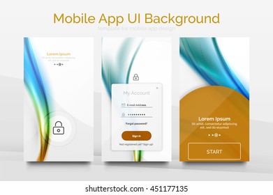 Mobile application interface background, user interface - UI. Smartphone screen mockup gui - wave pattern