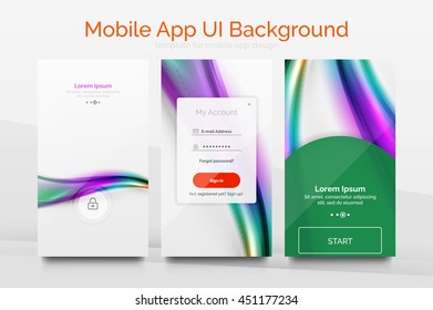 Mobile application interface background, user interface - UI. Smartphone screen mockup gui - wave pattern