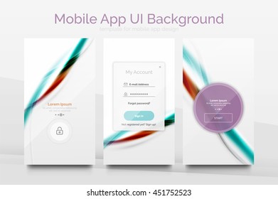Mobile application interface background, user interface - UI. Smartphone screen mockup gui - wave pattern