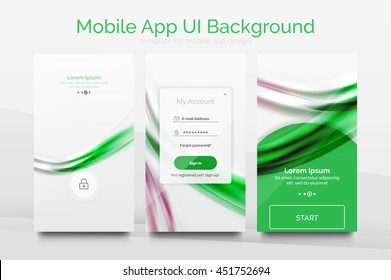 Mobile application interface background, user interface - UI. Smartphone screen mockup gui - wave pattern