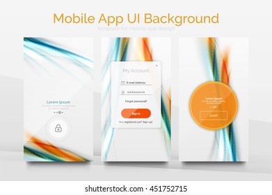 Mobile application interface background, user interface - UI. Smartphone screen mockup gui - wave pattern