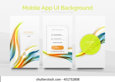 Mobile application interface background, user interface - UI. Smartphone screen mockup gui - wave pattern