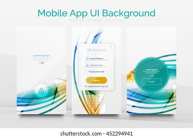 Mobile application interface background, user interface - UI. Smartphone screen mockup gui - wave pattern