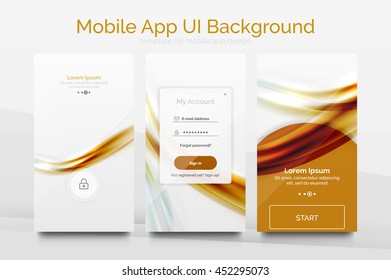 Mobile application interface background, user interface - UI. Smartphone screen mockup gui - wave pattern