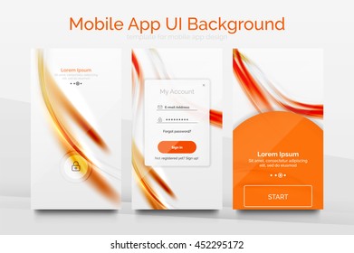 Mobile application interface background, user interface - UI. Smartphone screen mockup gui - wave pattern