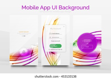 Mobile application interface background, user interface - UI. Smartphone screen mockup gui - wave pattern