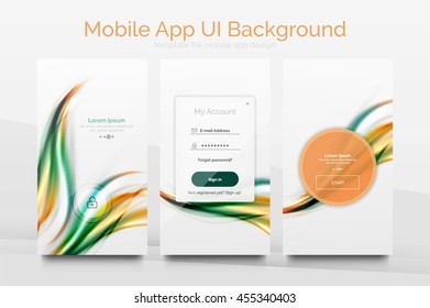 Mobile application interface background, user interface - UI. Smartphone screen mockup gui - wave pattern