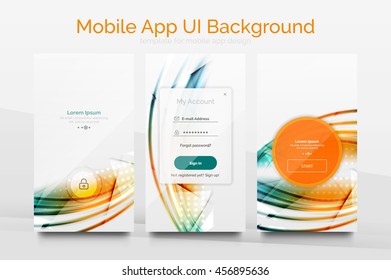 Mobile application interface background, user interface - UI. Smartphone screen mockup gui - wave pattern