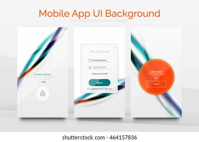 Mobile application interface background, user interface - UI. Smartphone screen mockup gui - wave pattern