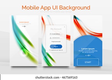Mobile application interface background, user interface - UI. Smartphone screen mockup gui - wave pattern