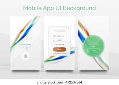 Mobile application interface background, user interface - UI. Smartphone screen mockup gui - wave pattern
