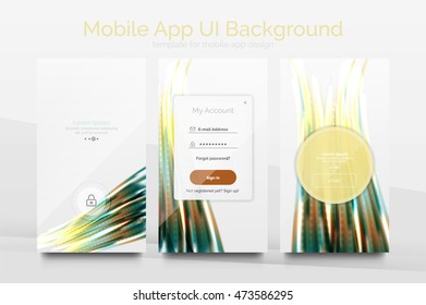 Mobile application interface background, user interface - UI. Smartphone screen mockup gui - wave pattern