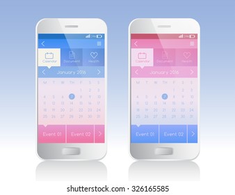 Mobile Application Interface : Calendar : Vector Illustration