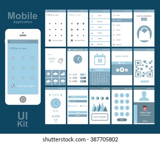 Mobile application interface concept. Vector Illustration, Flat Interface. Easy-edit vector EPS10 file. set of flat Application design. user profile.  launcher design