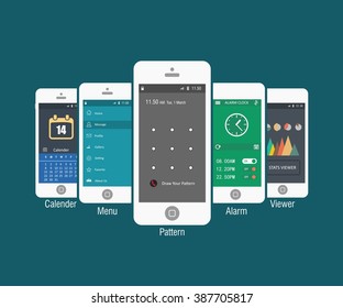 Mobile application interface concept. Vector Illustration,  Flat Interface. Easy-edit vector EPS10 file. set of flat Application design. user profile. Business app design