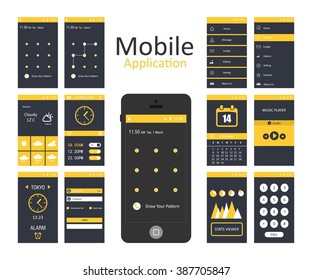 Mobile application interface concept. Vector Illustration,  Flat Interface. Easy-edit vector EPS10 file. set of flat Application design. user profile.  launcher design