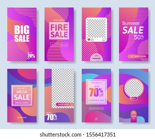 Mobile application interface element collection in trendy gradient design. Modern user interface with blank frame and scroll pictogram. Home page mobile blog layout. Abstract vector illustration.