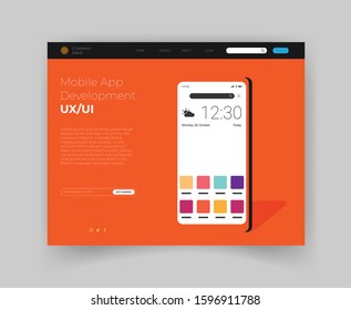 Mobile Application Interface flat vector landing page