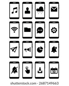 Coleção de ícones da interface do aplicativo móvel.