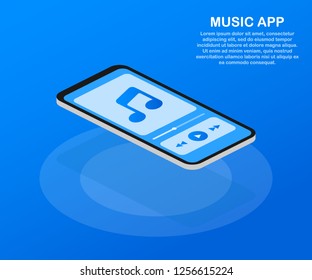 Mobile Application Interface. Music Player. Music app. Vector stock Illustration.