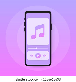 Mobile Application Interface. Music Player. Music app. Vector stock Illustration.