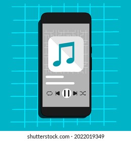 
Mobile Application Interface : Music Player : Vector Illustration of mobile phone and media player