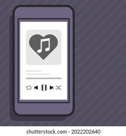 Mobile Application Interface : Music Player : Vector Illustration of mobile phone and media player