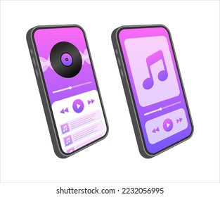 Mobile Application Interface. Music Player. Music app. Vector stock Illustration.
