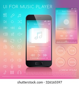 Mobile Application Interface : Music Player : Vector Illustration