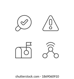 Mobile application interface pixel perfect linear icons set. Sending messages to people. Enabling timer. Customizable thin line contour symbols. Isolated vector outline illustrations. Editable stroke