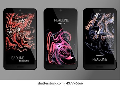 Mobile Application Interface Theme for Mobile phone screen saver with gold marble paint.