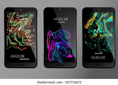 Mobile Application Interface Theme for Mobile phone screen saver with gold marble paint.