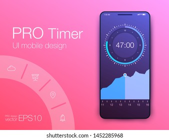 Mobile application interface. Ui design, vector illustration