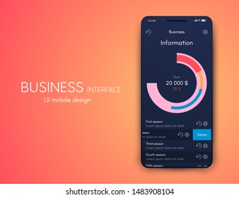 Mobile application interface. Ui design, vector illustration