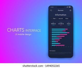 Mobile application interface. Ui design, vector illustration