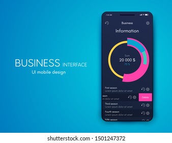 Mobile application interface. Ui design, vector illustration