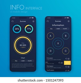 Mobile application interface. Ui design, vector illustration
